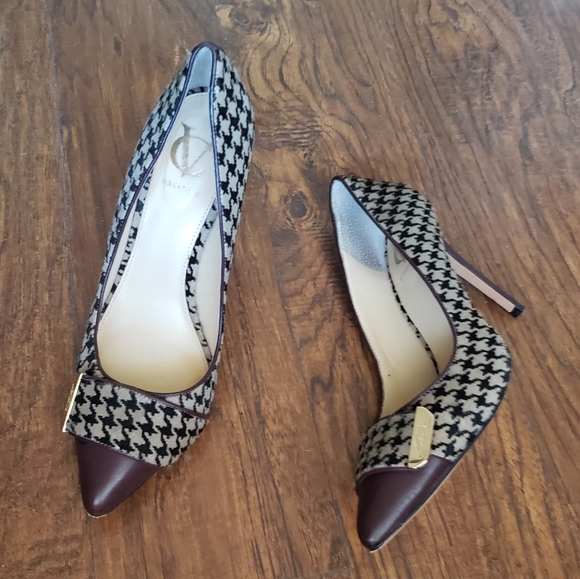 VINCE CAMUTO sz 9 STILETTO PORSPERA, BROWN HOUNDSTOOTH - Picture 6 of 16